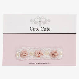 Cute Cute-Розовая повязка на голову с розами и жемчужинами | Childrensalon