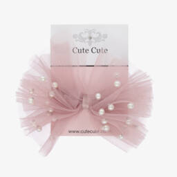 Cute Cute-Pink Tulle Bow Hair Clip (12cm) | Childrensalon