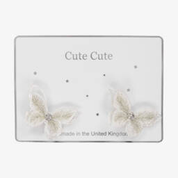Cute Cute-White Butterfly Hair Clips (2 Pack) | Childrensalon