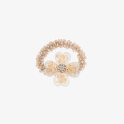 David Charles-Girls Beige Flower Hair Elastic (4cm) | Childrensalon