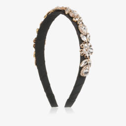 David Charles-Girls Black Crystal Flowers Hairband | Childrensalon