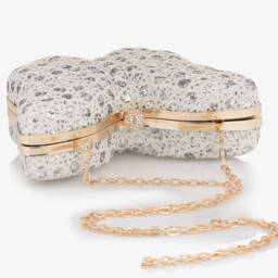 David Charles-Girls Glittery Silver Butterfly Shoulder Bag (19cm) | Childrensalon