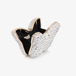 David Charles-Girls Glittery Silver Butterfly Shoulder Bag (19cm) | Childrensalon