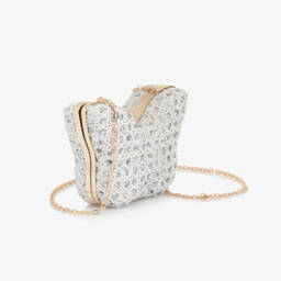 David Charles-Girls Glittery Silver Butterfly Shoulder Bag (19cm) | Childrensalon