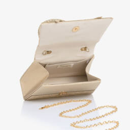 David Charles-Girls Gold Diamanté Bow Bag (18cm) | Childrensalon