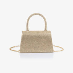 David Charles-Girls Gold Diamanté Bow Bag (18cm) | Childrensalon