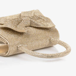 David Charles-Girls Gold Diamanté Bow Bag (18cm) | Childrensalon