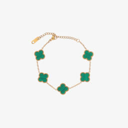 David Charles-Girls Gold & Green Clover Bracelet | Childrensalon