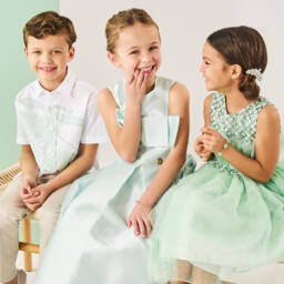 David Charles-Girls Gold & Green Flower Bracelet | Childrensalon