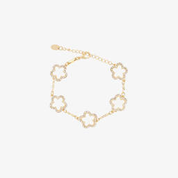 David Charles-Girls Gold & Ivory Clover Bracelet | Childrensalon