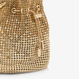 David Charles-Girls Gold Ombré Diamanté Drawstring Handbag (16cm) | Childrensalon