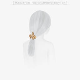 David Charles-Girls Gold Tone Flower Hair Elastic with Pearl (8cm) | Childrensalon