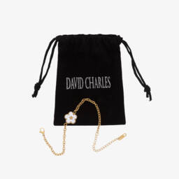 David Charles-Girls Gold Tone & Ivory Clover Bracelet (21cm) | Childrensalon