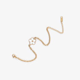 David Charles-Girls Gold Tone & Ivory Clover Bracelet (21cm) | Childrensalon