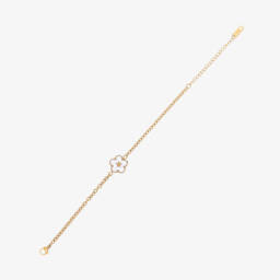 David Charles-Girls Gold Tone & Ivory Clover Bracelet (21cm) | Childrensalon