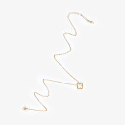David Charles-Girls Gold Tone & Ivory Clover Necklace (46cm) | Childrensalon