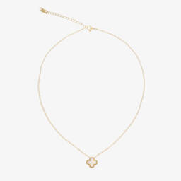 David Charles-Girls Gold Tone & Ivory Clover Necklace (46cm) | Childrensalon
