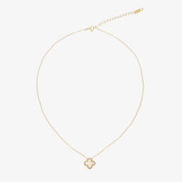 David Charles-Girls Gold Tone & Ivory Clover Necklace (46cm) | Childrensalon