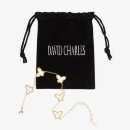 David Charles-Girls Gold Tone & White Butterfly Bracelet | Childrensalon