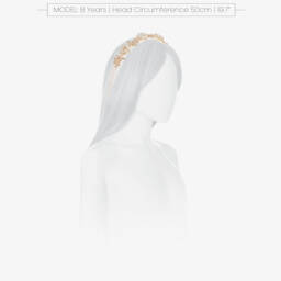 David Charles-Girls Ivory & Gold Flower Hairband with Pearls & Crystals | Childrensalon