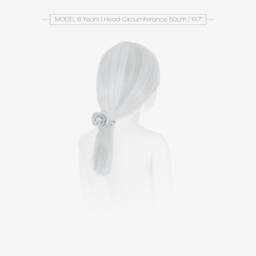 David Charles-Girls Pale Blue Satin & Diamanté Flower Hair Elastic (6cm) | Childrensalon