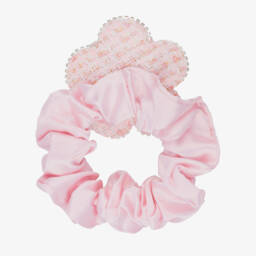 David Charles-Girls Pale Pink Satin & Diamanté Flower Hair Elastic (6cm) | Childrensalon
