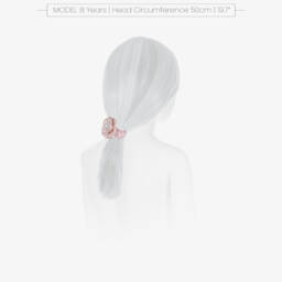 David Charles-Girls Pale Pink Satin & Diamanté Flower Hair Elastic (6cm) | Childrensalon