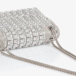 David Charles-Girls Silver Diamanté Embellished Bag (20cm) | Childrensalon