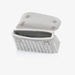 David Charles-Girls Silver Diamanté Embellished Bag (20cm) | Childrensalon