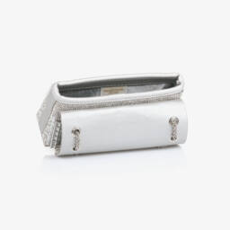 David Charles-Girls Silver Diamanté Embellished Bag (20cm) | Childrensalon