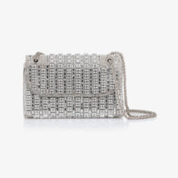 David Charles-Girls Silver Diamanté Embellished Bag (20cm) | Childrensalon