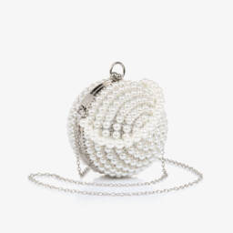 David Charles-Girls Silver Diamanté & Pearl Ball Handbag (16cm) | Childrensalon