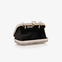 David Charles-Girls Silver Glitter & Gold Flower Bag (20cm) | Childrensalon