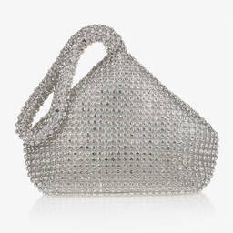 David Charles-Girls Silver Rhinestone Handbag (15cm) | Childrensalon
