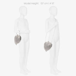 David Charles-Girls Silver Rhinestone Tassel Heart Bag (18cm) | Childrensalon