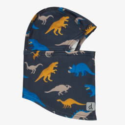 Dark Grey Brushed Jersey Balaclava with Dinosaur Print