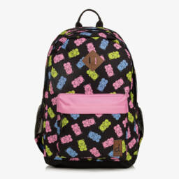 Girls Black Gummy Bear Print Backpack (46cm)
