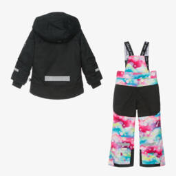 Deux par Deux-Girls Black & Pink Snowsuit | Childrensalon