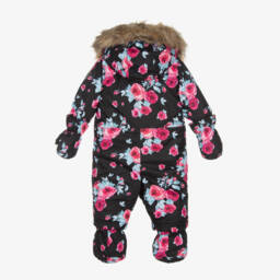 Deux par Deux-Girls Black Roses Snowsuit Set | Childrensalon