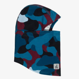Teal Blue Brushed Jersey Balaclava with Camouflage Print