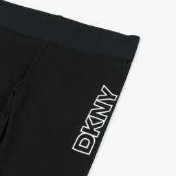 DKNY-Girls Black Cotton Jersey Leggings | Childrensalon