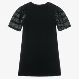 DKNY-Girls Black Milano Puff-Sleeved Dress | Childrensalon