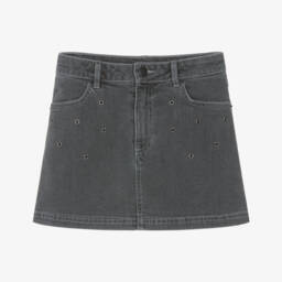 DKNY-Girls Black Washed Denim Eyelet Skirt | Childrensalon