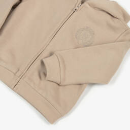 Dolce & Gabbana-Baby Boys Beige Cotton Zip-Up Top with Embroidered DG Logo | Childrensalon