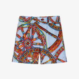 Baby Boys Blue Carretto Print Cotton Shorts