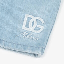 Dolce & Gabbana-Baby Boys Blue Denim Shorts with Embroidered DG Logo | Childrensalon