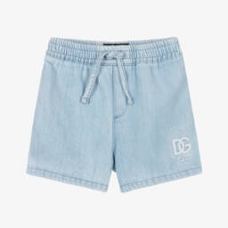 Dolce & Gabbana-Baby Boys Blue Denim Shorts with Embroidered DG Logo | Childrensalon