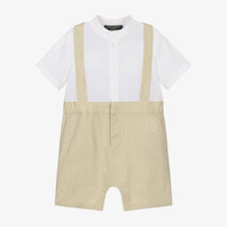 Dolce & Gabbana-Baby Boys Ivory & Beige Linen Shortie | Childrensalon
