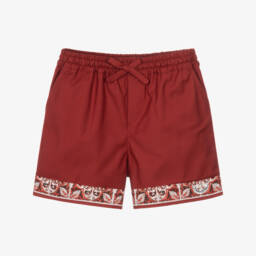 Baby Boys Red Shorts with Majolica Print 