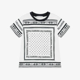 Dolce & Gabbana-Baby Boys White Cotton Bandana Print T-Shirt | Childrensalon